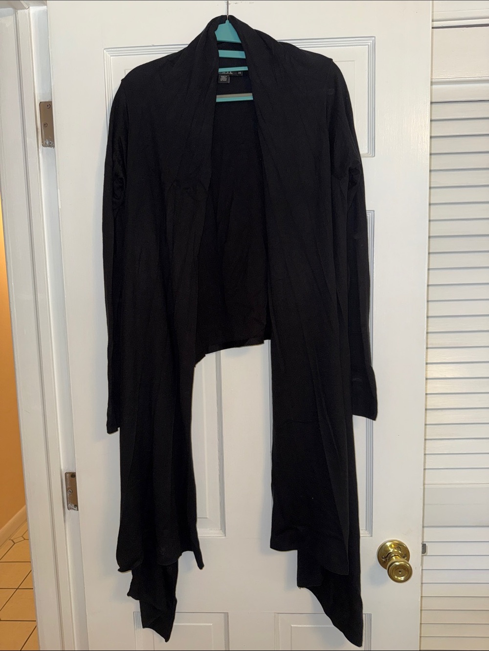 DKNYC Black Draped Open-Front Cardigan